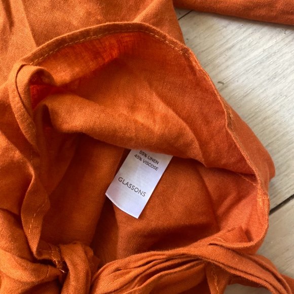 GLASSONS Rust Orange Linen Tie Wrap Crop Top NWT - Picture 3 of 3